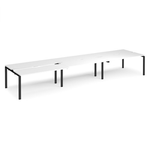 Adapt sliding top triple back to back desks 4800mm x 1200mm - black frame White Top - STE4812-K-WH