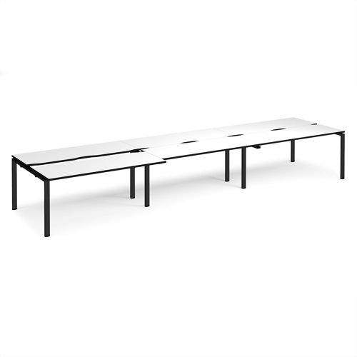 Adapt sliding top triple back to back desks 4800mm x 1200mm - black frame White Top black edge - STE4812-K-WK