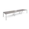 Adapt sliding top triple back to back desks 4800mm x 1200mm - silver frame Grey Oak Top - STE4812-S-GO