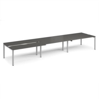 Adapt sliding top triple back to back desks 4800mm x 1200mm - silver frame storm grey top - STE4812-S-OG