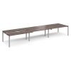 Adapt sliding top triple back to back desks 4800mm x 1200mm - silver frame Walnut top - STE4812-S-W