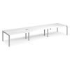 Adapt sliding top triple back to back desks 4800mm x 1200mm - silver frame White Top - STE4812-S-WH