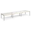 Adapt sliding top triple back to back desks 4800mm x 1200mm - silver frame White Top with oak edging - STE4812-S-WO