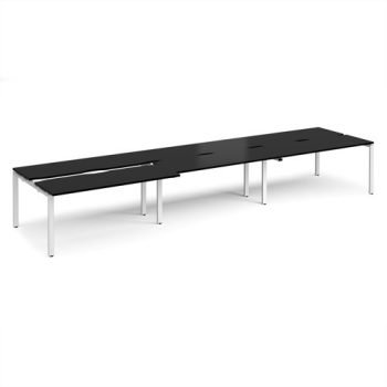 Adapt sliding top triple back to back desks 4800mm x 1200mm - white frame black top - STE4812-WH-BK