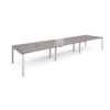 Adapt sliding top triple back to back desks 4800mm x 1200mm - white frame Grey Oak Top - STE4812-WH-GO