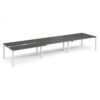 Adapt sliding top triple back to back desks 4800mm x 1200mm - white frame storm grey top - STE4812-WH-OG
