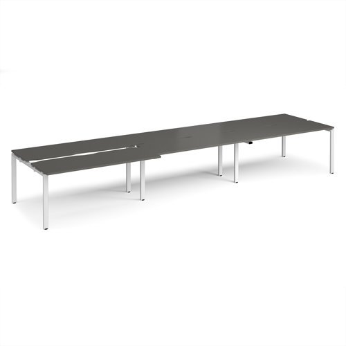 Adapt sliding top triple back to back desks 4800mm x 1200mm - white frame storm grey top - STE4812-WH-OG