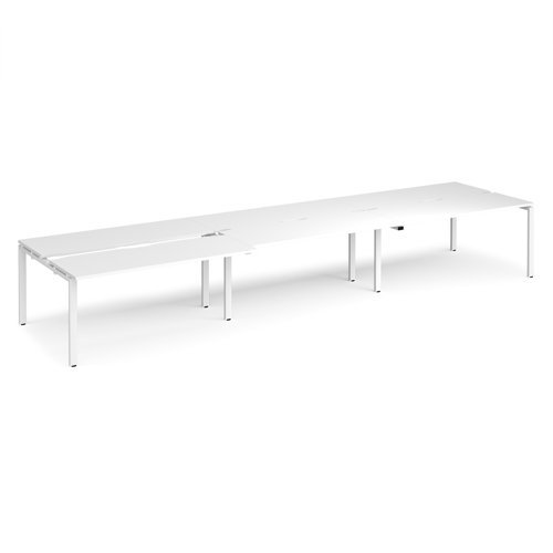 Adapt sliding top triple back to back desks 4800mm x 1200mm - white frame White Top - STE4812-WH-WH