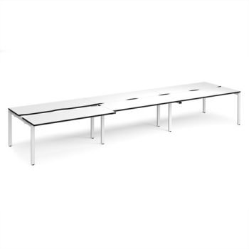 Adapt sliding top triple back to back desks 4800mm x 1200mm - white frame White Top black edge - STE4812-WH-WK