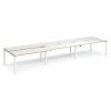Adapt sliding top triple back to back desks 4800mm x 1200mm - white frame White Top with oak edging - STE4812-WH-WO
