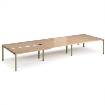 Adapt sliding top triple back to back desks 4800mm x 1600mm - green frame Beech top - STE4816-GN-B