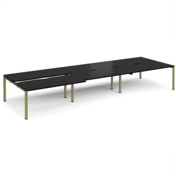 Adapt sliding top triple back to back desks 4800mm x 1600mm - green frame black top - STE4816-GN-BK