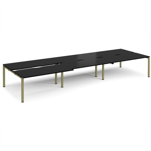 Adapt sliding top triple back to back desks 4800mm x 1600mm - green frame black top - STE4816-GN-BK