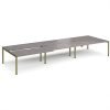 Adapt sliding top triple back to back desks 4800mm x 1600mm - green frame Grey Oak Top - STE4816-GN-GO
