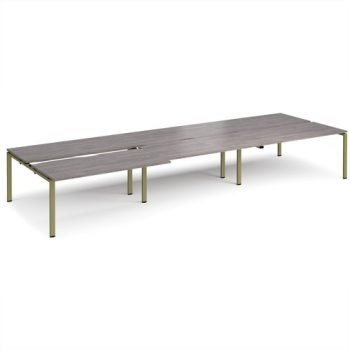 Adapt sliding top triple back to back desks 4800mm x 1600mm - green frame Grey Oak Top - STE4816-GN-GO