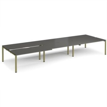 Adapt sliding top triple back to back desks 4800mm x 1600mm - green frame storm grey top - STE4816-GN-OG