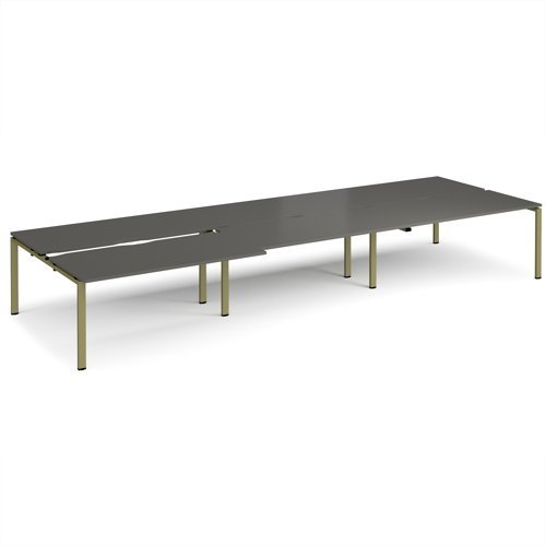 Adapt sliding top triple back to back desks 4800mm x 1600mm - green frame storm grey top - STE4816-GN-OG