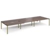 Adapt sliding top triple back to back desks 4800mm x 1600mm - green frame Walnut top - STE4816-GN-W