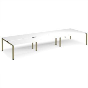 Adapt sliding top triple back to back desks 4800mm x 1600mm - green frame White Top - STE4816-GN-WH