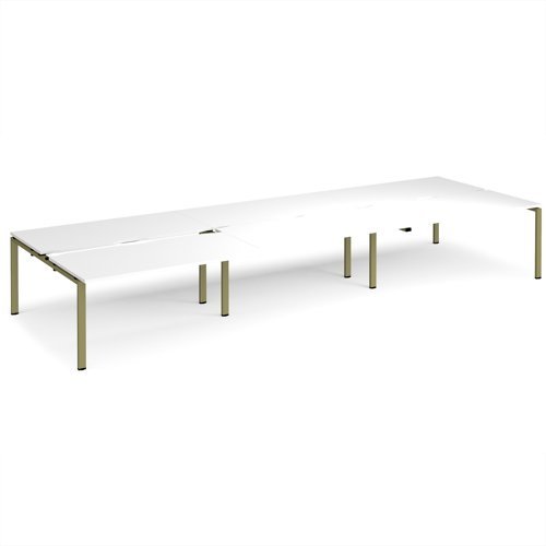 Adapt sliding top triple back to back desks 4800mm x 1600mm - green frame White Top - STE4816-GN-WH