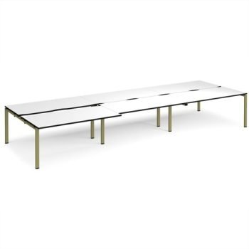 Adapt sliding top triple back to back desks 4800mm x 1600mm - green frame White Top black edge - STE4816-GN-WK