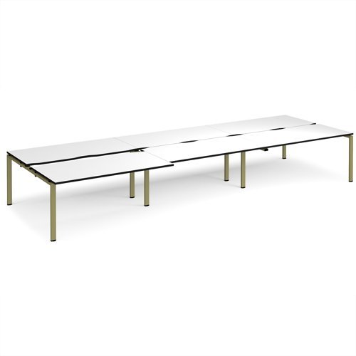 Adapt sliding top triple back to back desks 4800mm x 1600mm - green frame White Top black edge - STE4816-GN-WK