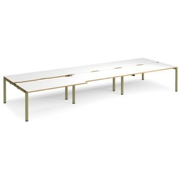 Adapt sliding top triple back to back desks 4800mm x 1600mm - green frame White Top oak edge - STE4816-GN-WO