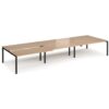 Adapt sliding top triple back to back desks 4800mm x 1600mm - black frame Beech top - STE4816-K-B
