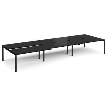 Adapt sliding top triple back to back desks 4800mm x 1600mm - black frame black top - STE4816-K-BK