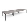 Adapt sliding top triple back to back desks 4800mm x 1600mm - black frame Grey Oak Top - STE4816-K-GO