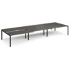 Adapt sliding top triple back to back desks 4800mm x 1600mm - black frame storm grey top - STE4816-K-OG