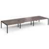 Adapt sliding top triple back to back desks 4800mm x 1600mm - black frame Walnut top - STE4816-K-W