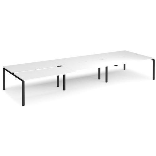 Adapt sliding top triple back to back desks 4800mm x 1600mm - black frame White Top - STE4816-K-WH