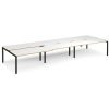Adapt sliding top triple back to back desks 4800mm x 1600mm - black frame White Top with oak edging - STE4816-K-WO