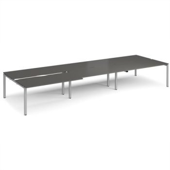 Adapt sliding top triple back to back desks 4800mm x 1600mm - silver frame storm grey top - STE4816-S-OG