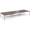 Adapt sliding top triple back to back desks 4800mm x 1600mm - silver frame Walnut top - STE4816-S-W