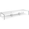 Adapt sliding top triple back to back desks 4800mm x 1600mm - silver frame White Top - STE4816-S-WH