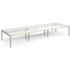 Adapt sliding top triple back to back desks 4800mm x 1600mm - silver frame White Top with oak edging - STE4816-S-WO