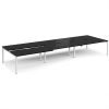 Adapt sliding top triple back to back desks 4800mm x 1600mm - white frame black top - STE4816-WH-BK