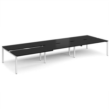 Adapt sliding top triple back to back desks 4800mm x 1600mm - white frame black top - STE4816-WH-BK