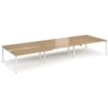 Adapt sliding top triple back to back desks 4800mm x 1600mm - white frame Oak Top - STE4816-WH-O