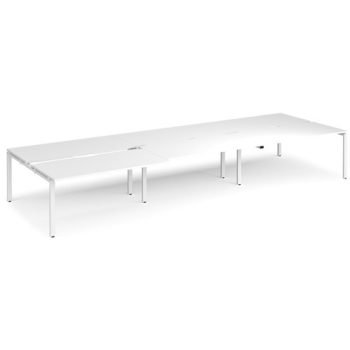 Adapt sliding top triple back to back desks 4800mm x 1600mm - white frame White Top - STE4816-WH-WH