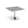Trumpet base square extension table 1000mm x 1000mm - chrome base Grey Oak Top - TB10-C-GO