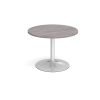 Trumpet base circular boardroom table 1000mm - silver base Grey Oak Top - TB10C-S-GO