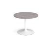 Trumpet base circular boardroom table 1000mm - white base Grey Oak Top - TB10C-WH-GO