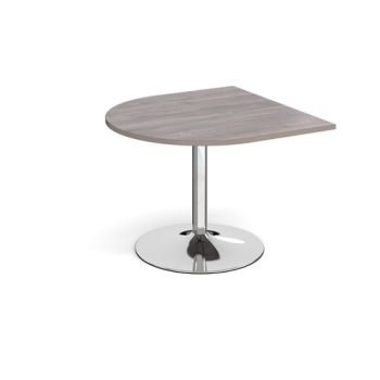 Trumpet base radial extension table 1000mm x 1000mm - chrome base Grey Oak Top - TB10D-C-GO