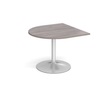 Trumpet base radial extension table 1000mm x 1000mm - silver base Grey Oak Top - TB10D-S-GO