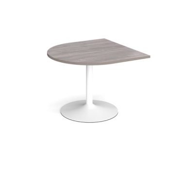 Trumpet base radial extension table 1000mm x 1000mm - white base Grey Oak Top - TB10D-WH-GO