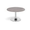 Trumpet base circular boardroom table 1200mm - chrome base Grey Oak Top - TB12C-C-GO
