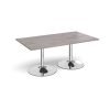 Trumpet base rectangular boardroom table 1800mm x 1000mm - chrome base Grey Oak Top - TB18-C-GO